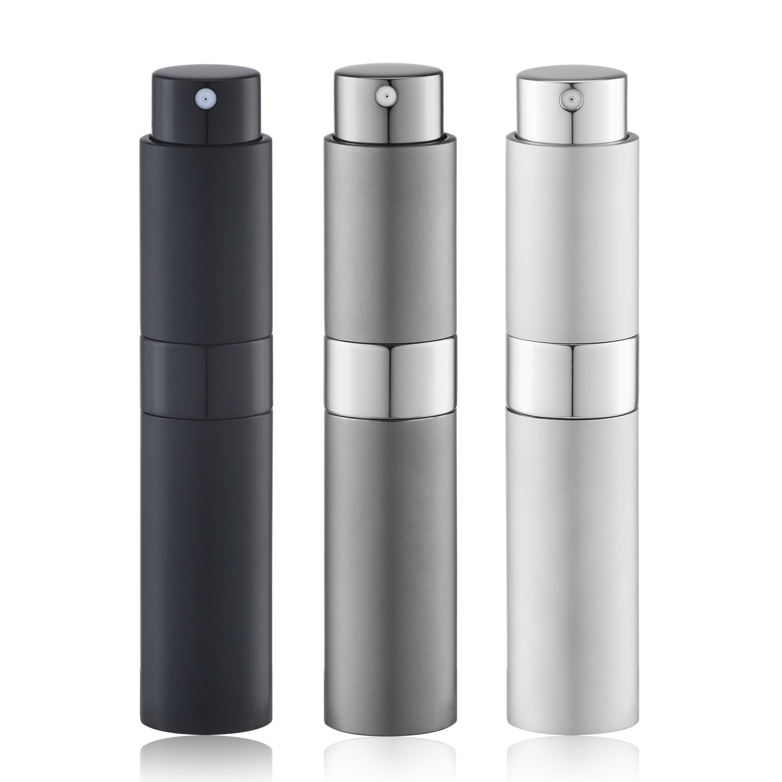 10ml Perfume Atomizer(3PCS), Cologne Spray Bottle, Travel Refillable Portable Sprayer (Black, Sliver, Grey)