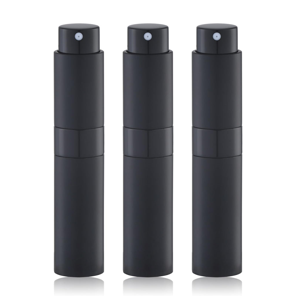 10ml Perfume Atomizer(3PCS), Cologne Spray Bottle, Travel Refillable Portable Sprayer (Black, Sliver, Grey)