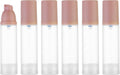 Lulupack Travel Pump Bottle for Lotion - Airless Pump Container 1.7oz Empty for Cosmetic Oil - Small Dispenser Refillable for Travel Shampoo - Mini Jar for Toiletry Foundation Makeup 30ml 6pcs Pink