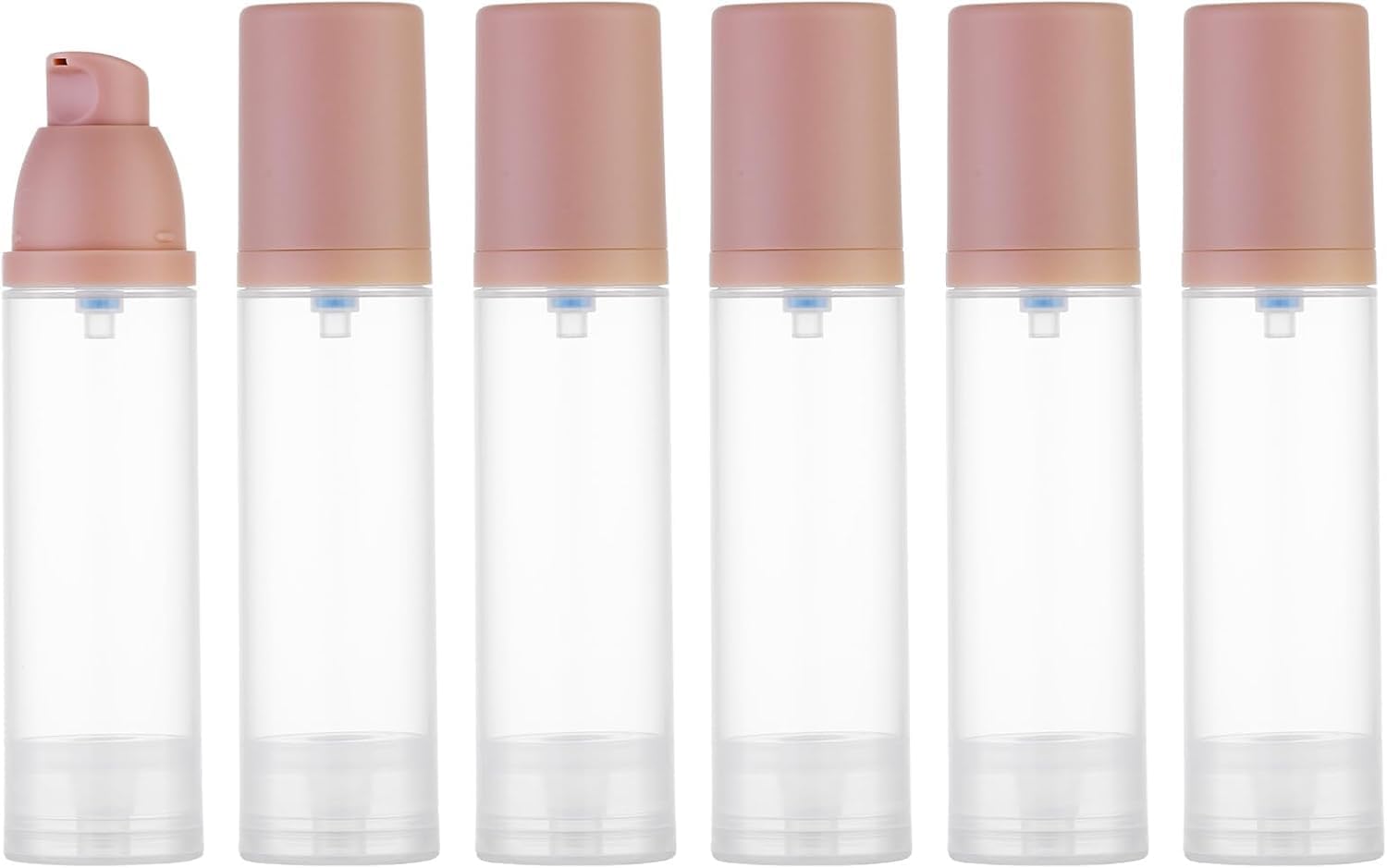 Lulupack Travel Pump Bottle for Lotion - Airless Pump Container 1.7oz Empty for Cosmetic Oil - Small Dispenser Refillable for Travel Shampoo - Mini Jar for Toiletry Foundation Makeup 30ml 6pcs Pink