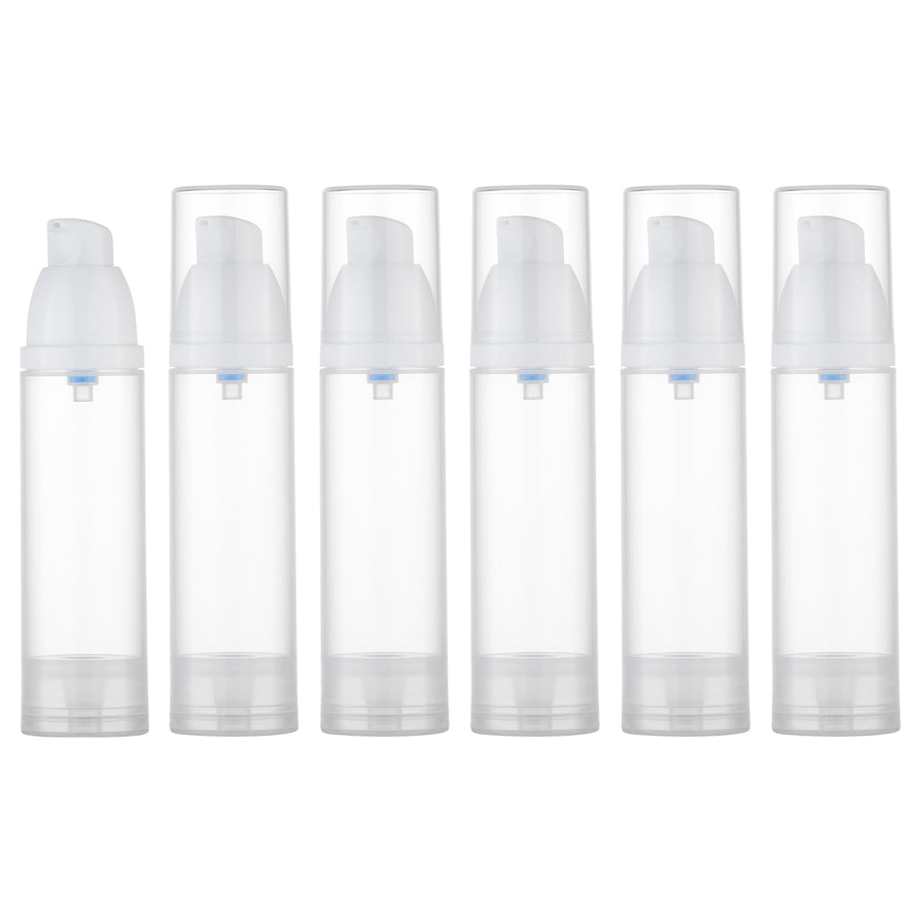 Lulupack Travel Pump Bottle for Lotion - Airless Pump Container 1.7oz Empty for Cosmetic Oil - Small Dispenser Refillable for Travel Shampoo - Mini Jar for Toiletry Foundation Makeup 30ml 6pcs Pink