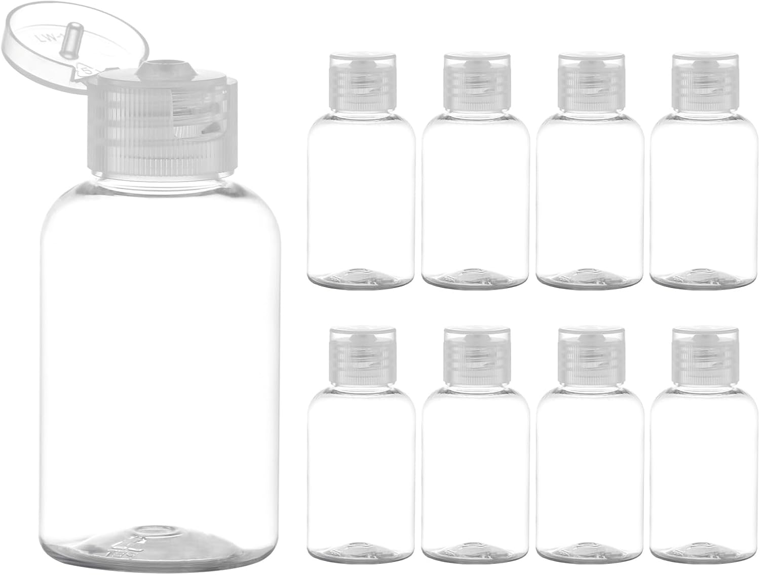 Lulupack Travel Bottles for Toiletries 1.6 oz - Travel Size Shampoo and Plastic Containers Tsa Approved - Empty Squeeze Sanitizer Lotion Toiletry - Refillable Hand Liquid Mini Bottles Clear 9PCS