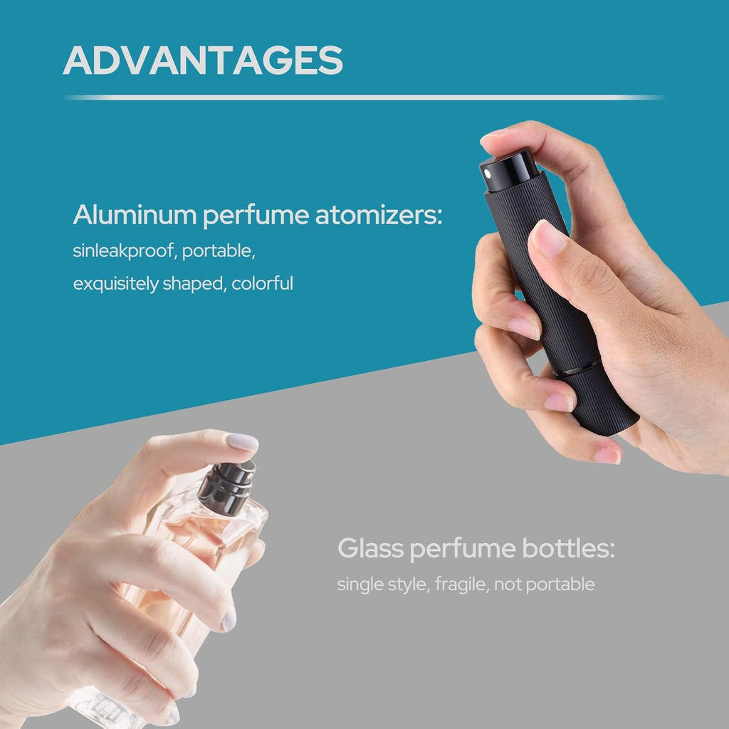 Lulupack Travel Perfume Bottle Refillable - Cologne Spray Atomizer Mini - Small Travel Size Sprayer Empty for Refill Sample Container - Portable Fragrance Decant Dispenser for Men Women 3PCS 8ml Blue