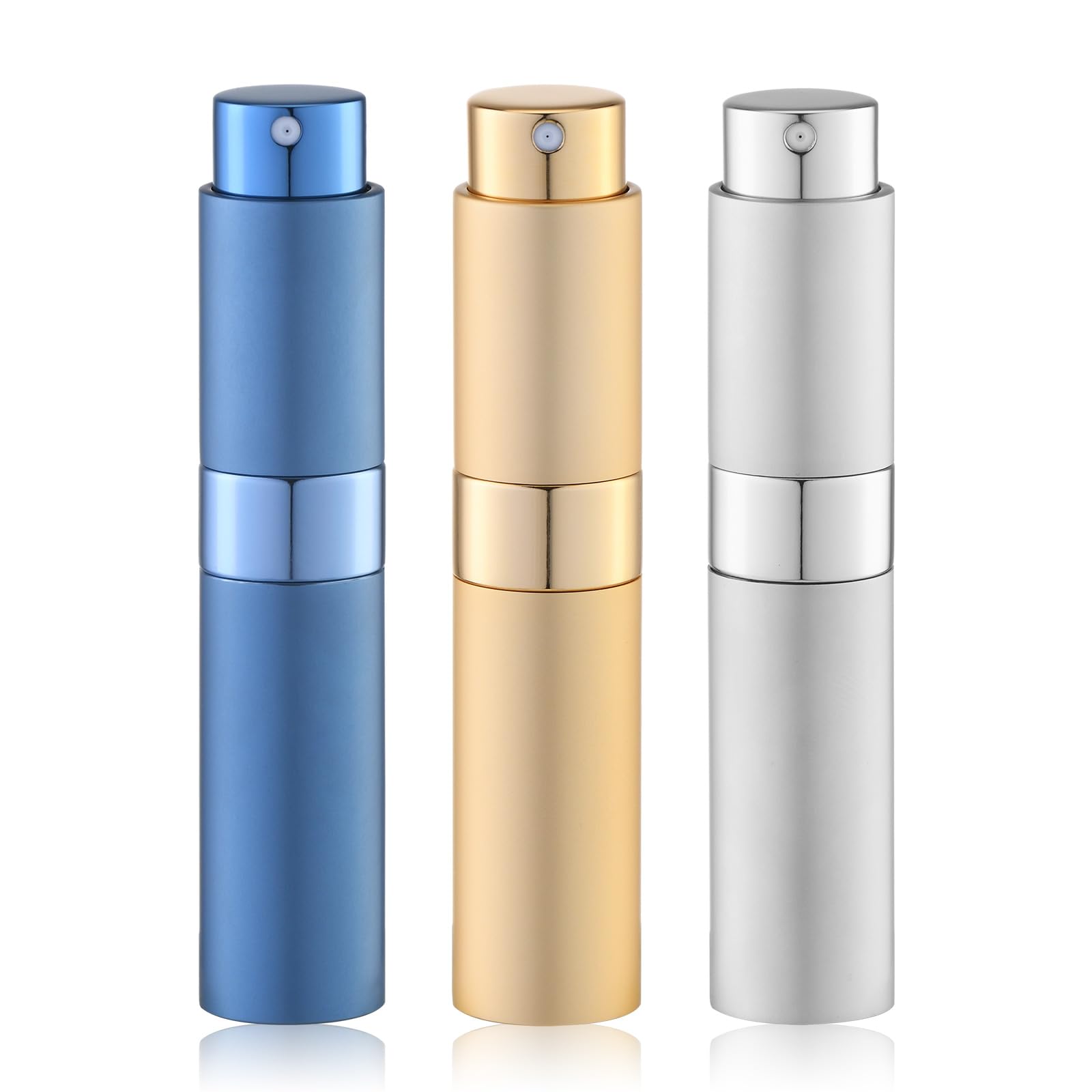 10ml Perfume Atomizer(3PCS), Cologne Spray Bottle, Travel Refillable Portable Sprayer (Black, Sliver, Grey)