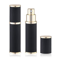 Fusupak Travel Perfume Bottle Refillable - Mini Portable Cologne Atomizer Sprayer - Empty Travel Size Fragrance Pump Dispenser Container for Men - 10ml Black Brown 2PCS Small Leather Refill Sample