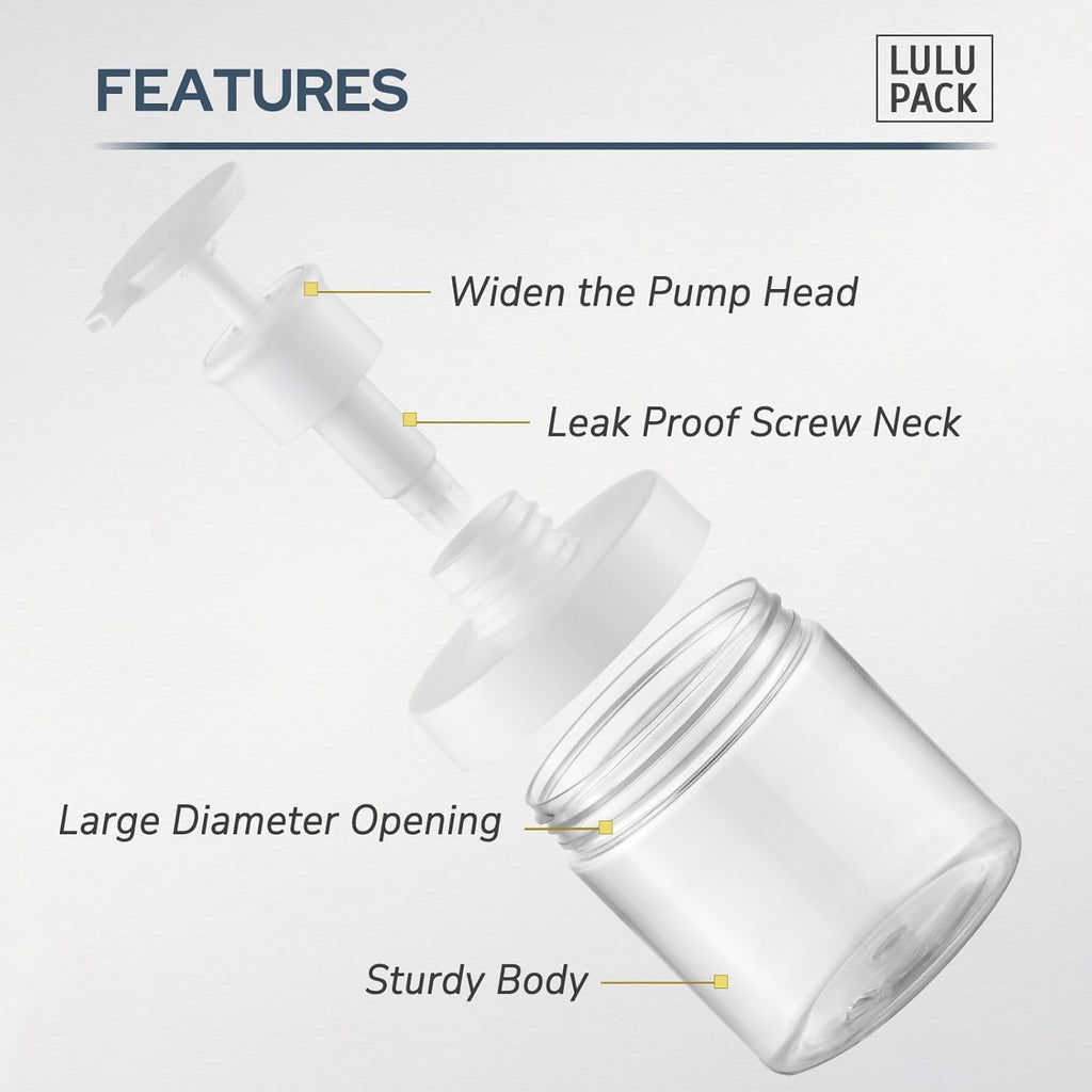 Pump Bottle Dispenser for Soap : Shampoo Container for Travel Conditioner - Refillable Jar for Hand Lotion and Dish - Empty Plastic 250ml Clear