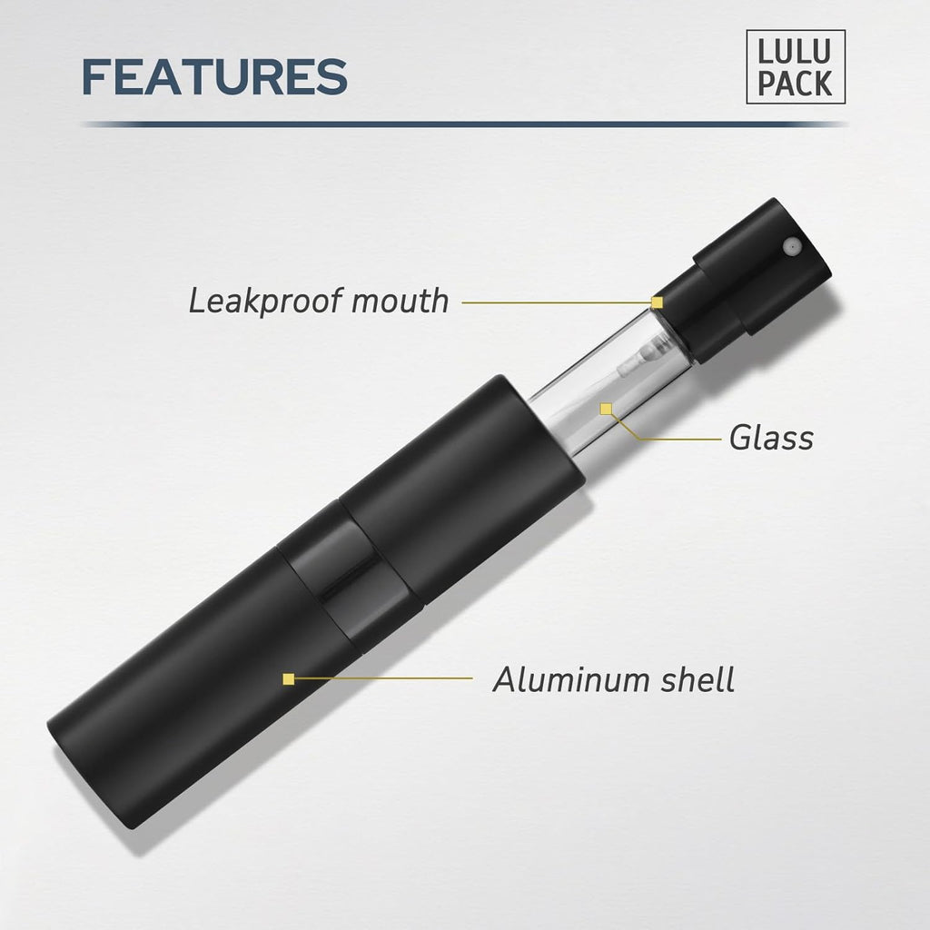 Lulupack Travel Perfume Bottle Refillable - Cologne Spray Atomizer Mini - Small Travel Size Empty Sprayer for Refill Sample Container - Portable Fragrance Decant Dispenser Women Men 10ml 1PCS Sliver