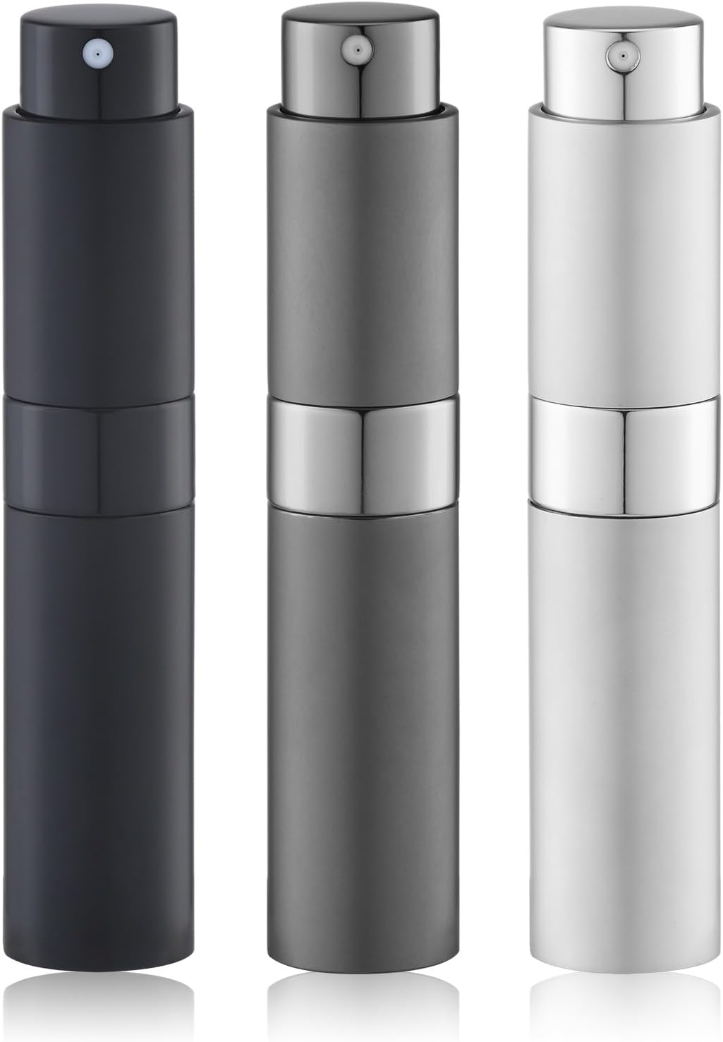 10ml Perfume Atomizer(3PCS), Cologne Spray Bottle, Travel Refillable Portable Sprayer (Black, Sliver, Grey)