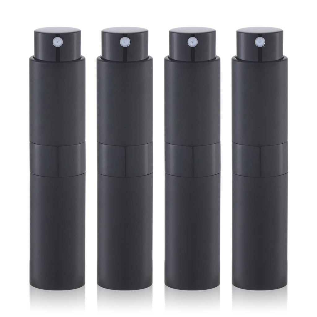 Travel Perfume Atomizer Refillable Bottle: Spray Cologne for Travel size - Small Empty Sprayer Fragrance - 8ml (Black, Blue, Silver, Grey)