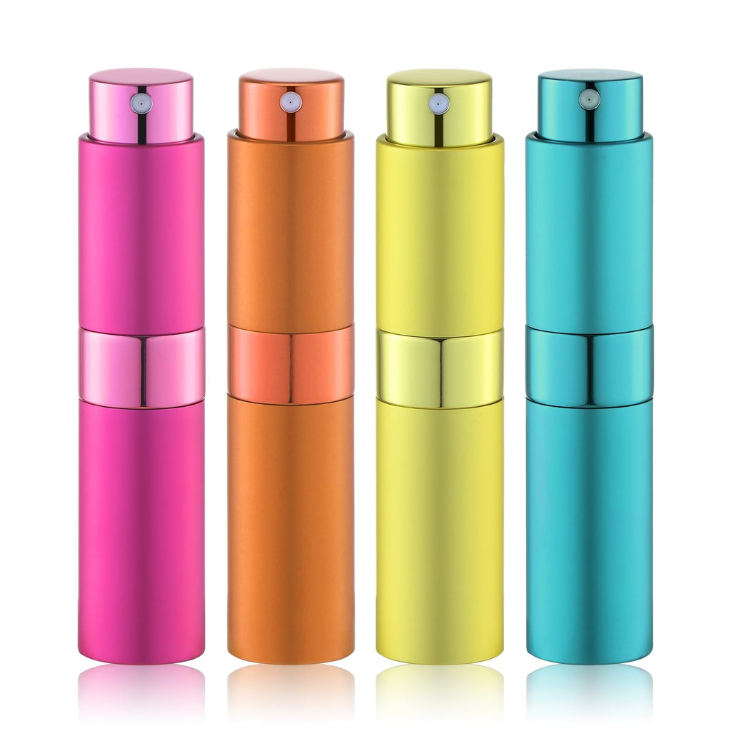 Travel Perfume Atomizer Refillable Bottle: Spray Cologne for Travel size - Small Empty Sprayer Fragrance - 8ml (Black, Blue, Silver, Grey)
