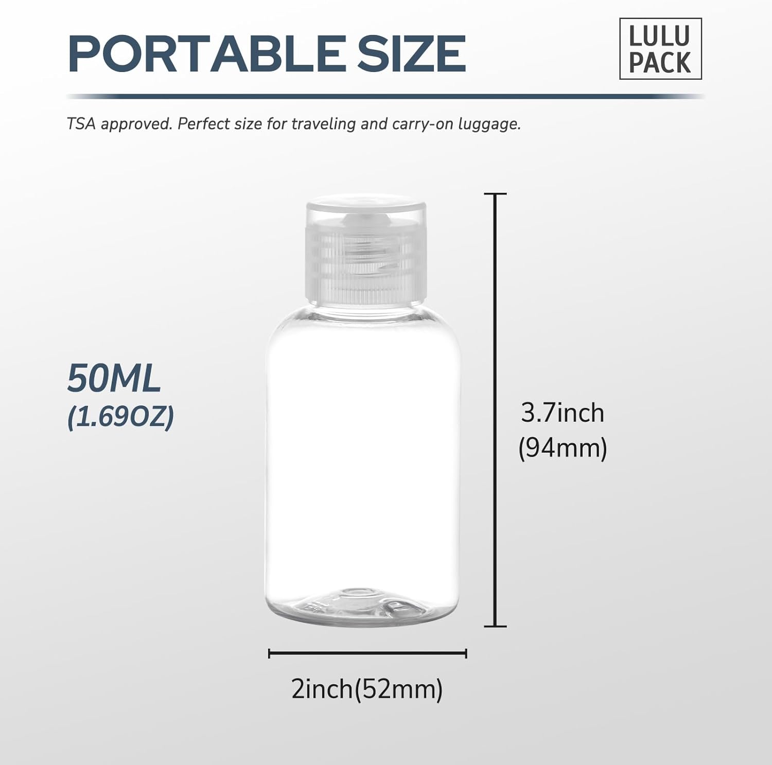 Lulupack Travel Bottles for Toiletries 1.6 oz - Travel Size Shampoo and Plastic Containers Tsa Approved - Empty Squeeze Sanitizer Lotion Toiletry - Refillable Hand Liquid Mini Bottles Clear 9PCS