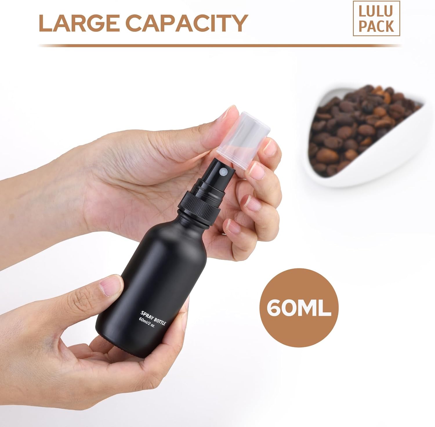 Lulupack Coffee Dosing Cup with 60ml Spray Bottle - Espresso Bean Mister for Water Spritzer - Measuring Scale Cups for Dose Tray - Coffee Accessories Kit for Sprayer Atomizer Glass Black