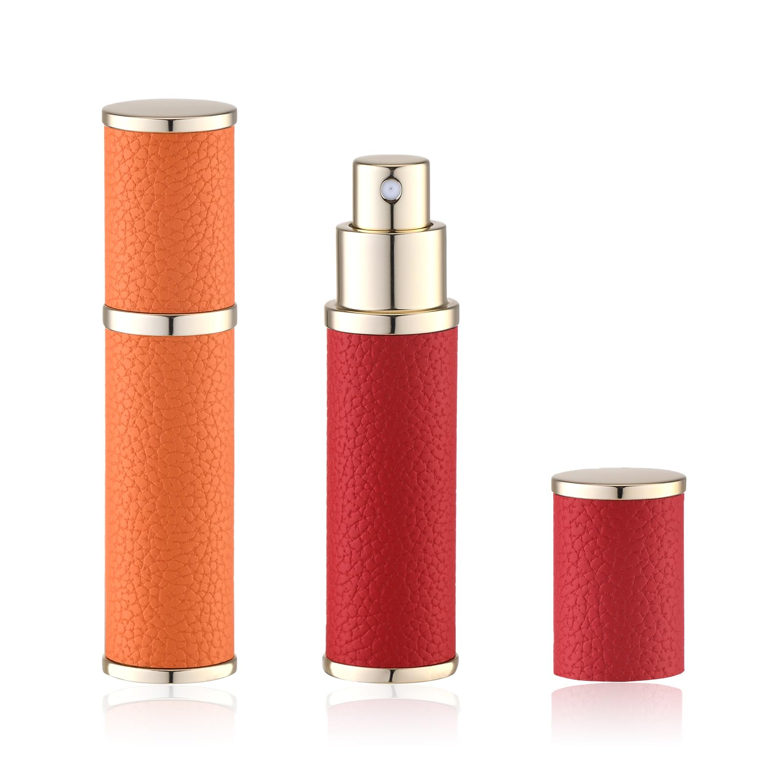 Fusupak Travel Perfume Bottle Refillable - Mini Portable Cologne Atomizer Sprayer - Empty Travel Size Fragrance Pump Dispenser Container for Men - 10ml Black Brown 2PCS Small Leather Refill Sample