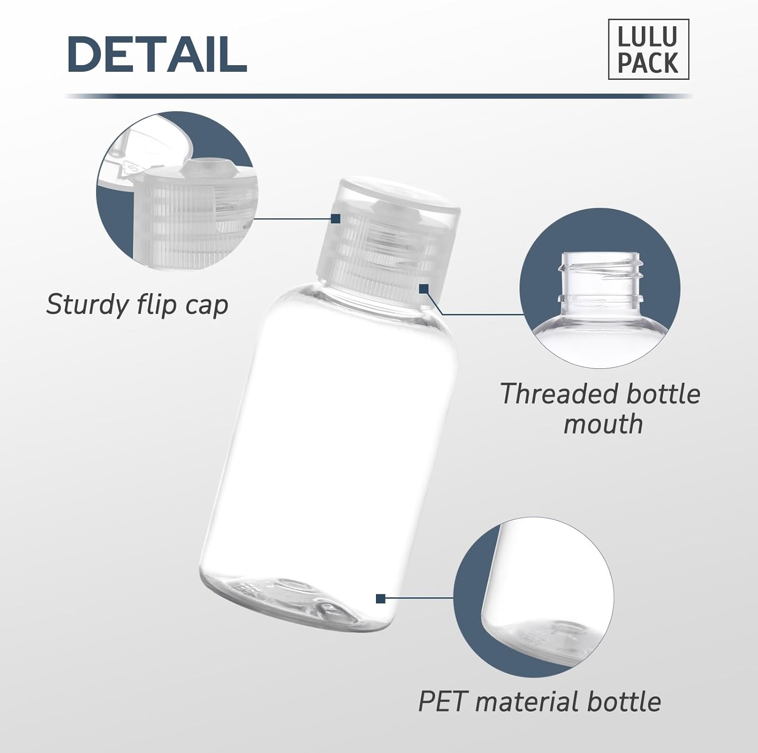 Lulupack Travel Bottles for Toiletries 1.6 oz - Travel Size Shampoo and Plastic Containers Tsa Approved - Empty Squeeze Sanitizer Lotion Toiletry - Refillable Hand Liquid Mini Bottles Clear 9PCS