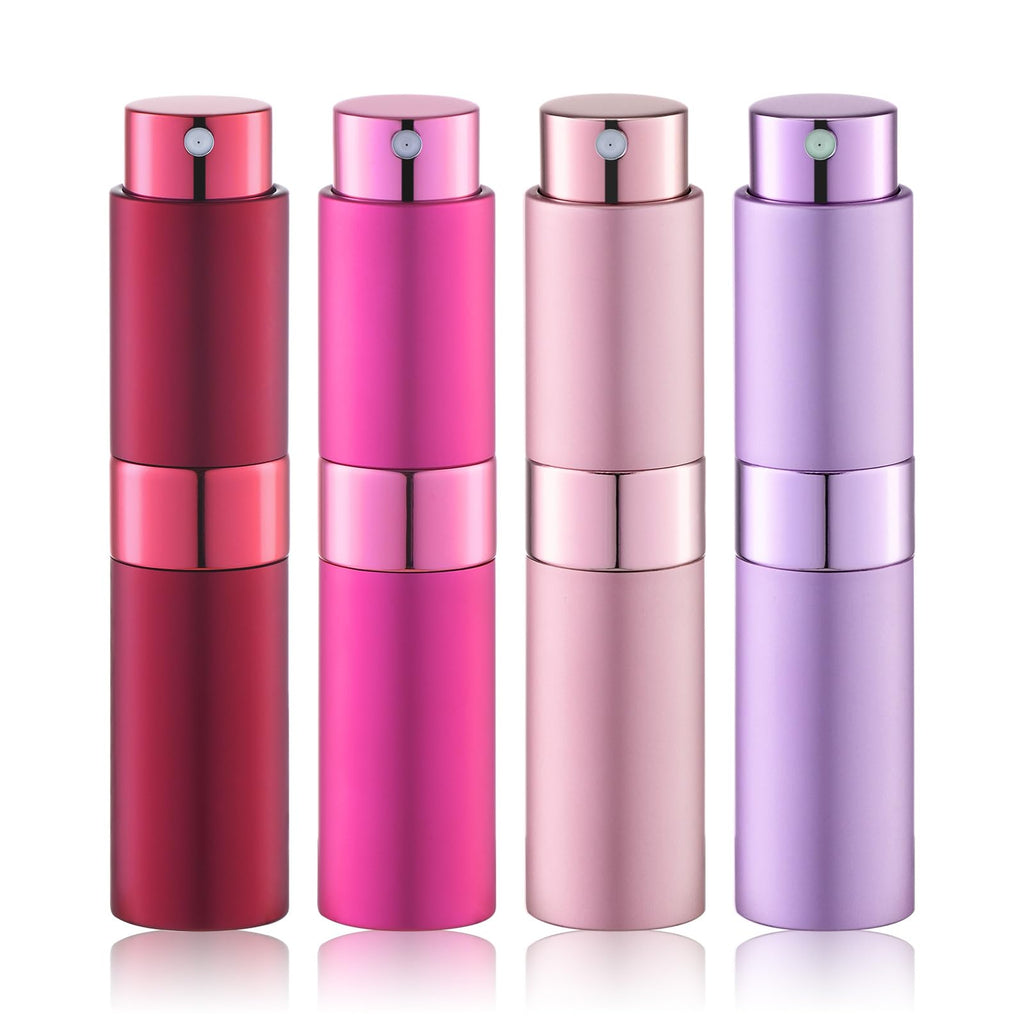 Travel Perfume Atomizer Refillable Bottle: Spray Cologne for Travel size - Small Empty Sprayer Fragrance - 8ml (Black, Blue, Silver, Grey)