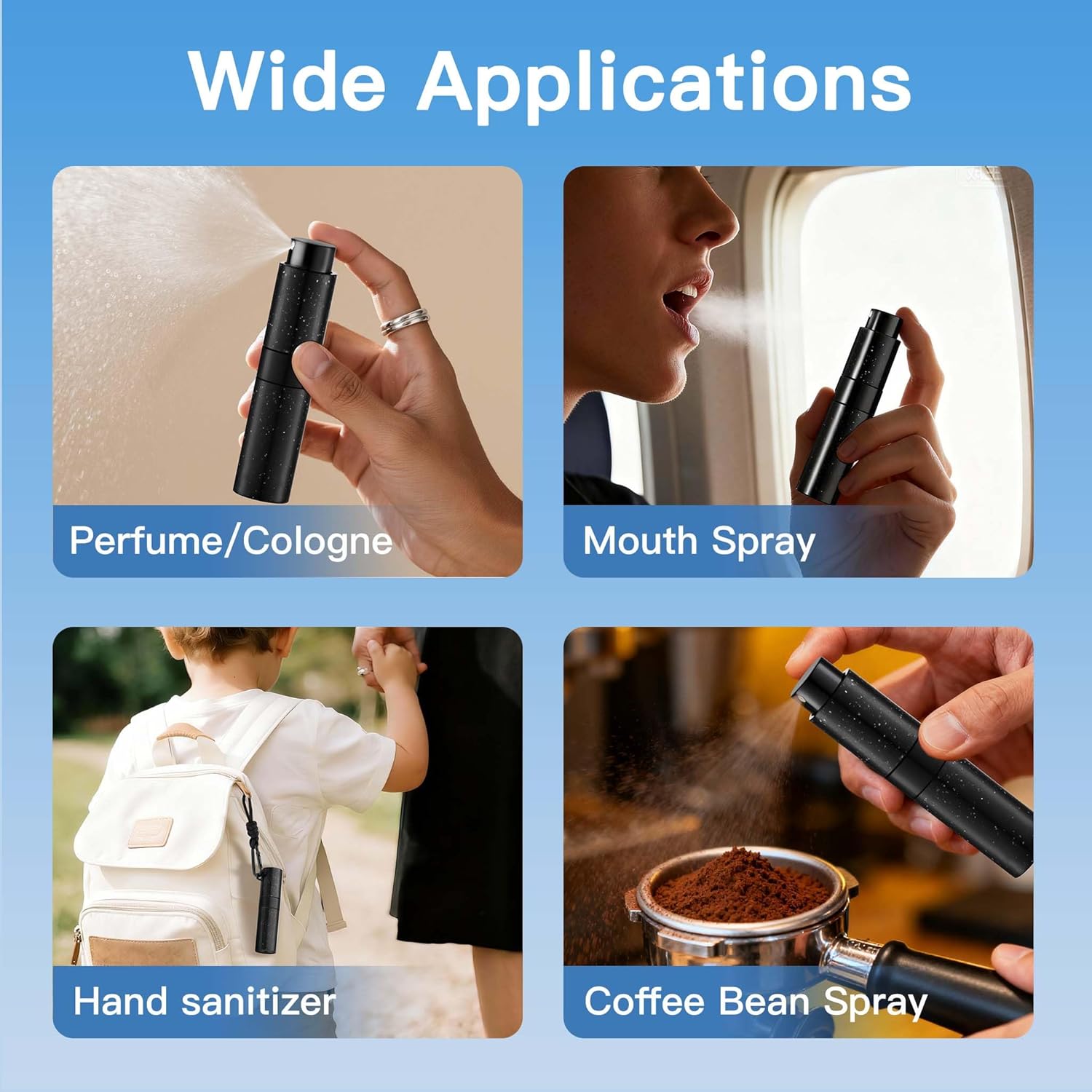 Lulupack Small Spray Bottle with Keychain - 8ml Cologne Travel Bottle Refillable - Travel Size Perfume Atomizer for Men - Portable Fragrance Decant Dispenser Speckled Black