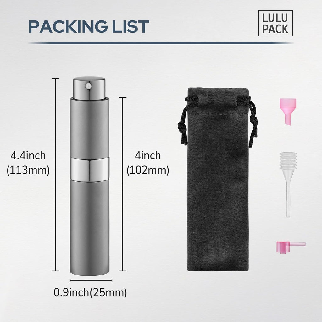 10ml Perfume Atomizer(3PCS), Cologne Spray Bottle, Travel Refillable Portable Sprayer (Black, Sliver, Grey)
