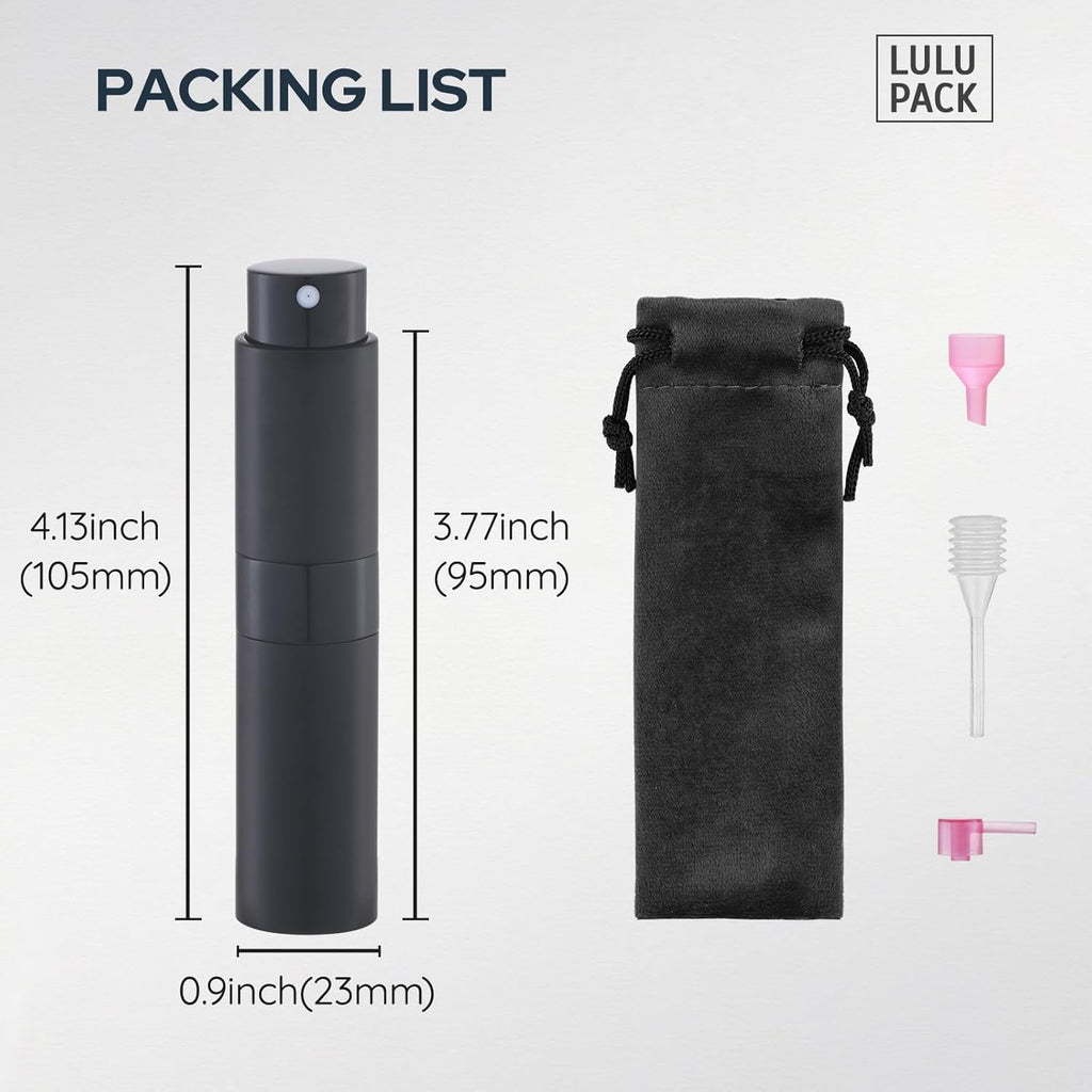 Travel Perfume Atomizer Refillable Bottle: Spray Cologne for Travel size - Small Empty Sprayer Fragrance - 8ml (Black, Blue, Silver, Grey)