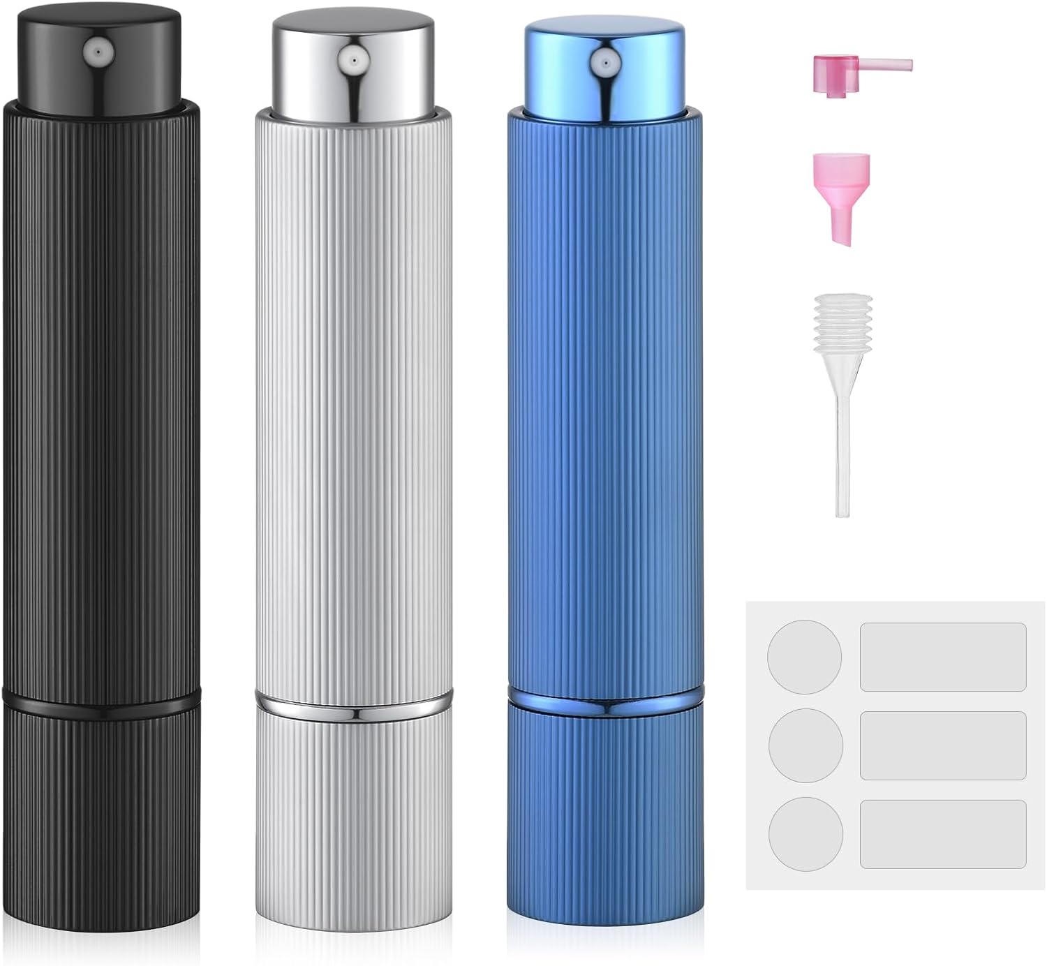 Lulupack Travel Perfume Bottle Refillable - Cologne Spray Atomizer Mini - Small Travel Size Sprayer Empty for Refill Sample Container - Portable Fragrance Decant Dispenser for Men Women 3PCS 8ml Blue