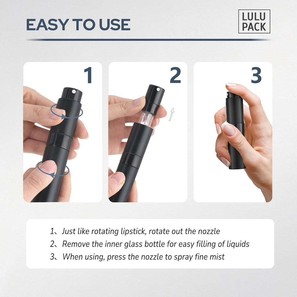 10ml Perfume Atomizer(3PCS), Cologne Spray Bottle, Travel Refillable Portable Sprayer (Black, Sliver, Grey)