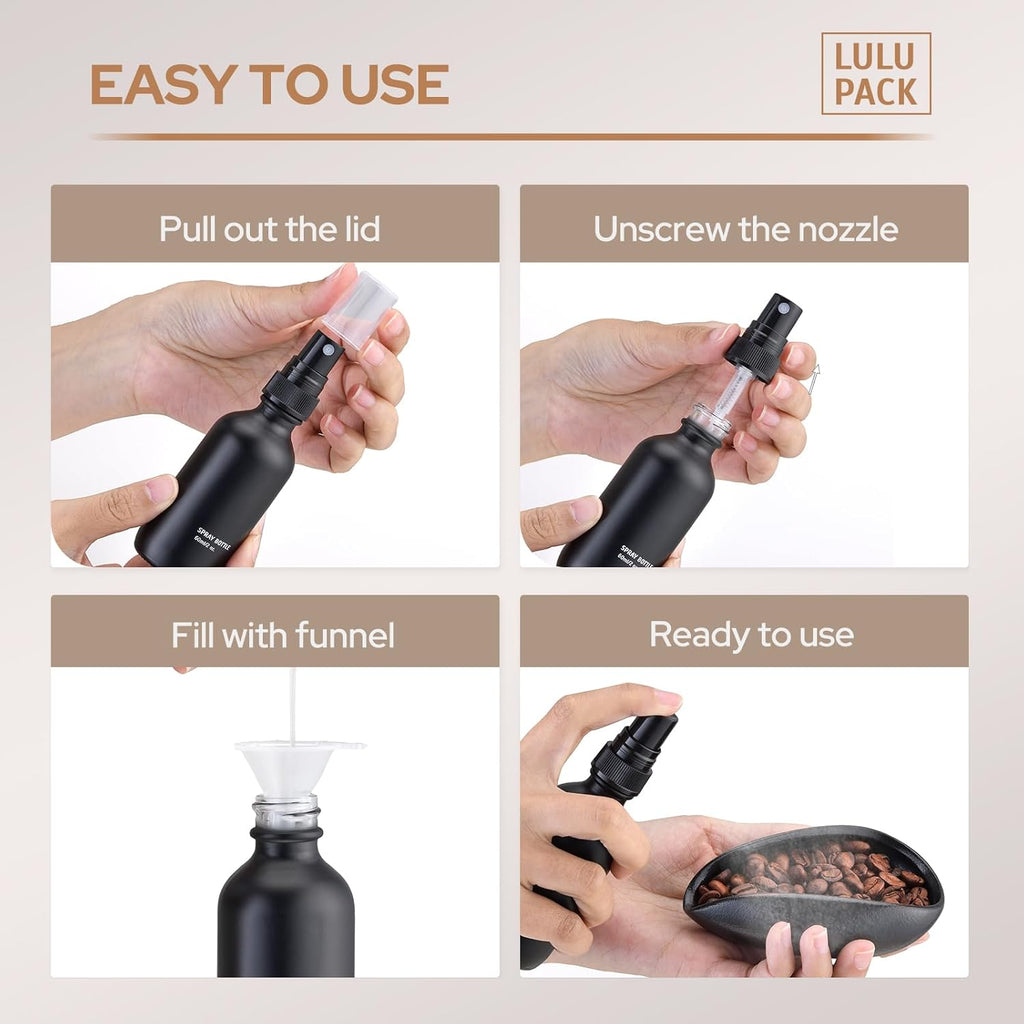 Lulupack Coffee Dosing Cup with 60ml Spray Bottle - Espresso Bean Mister for Water Spritzer - Measuring Scale Cups for Dose Tray - Coffee Accessories Kit for Sprayer Atomizer Glass Black