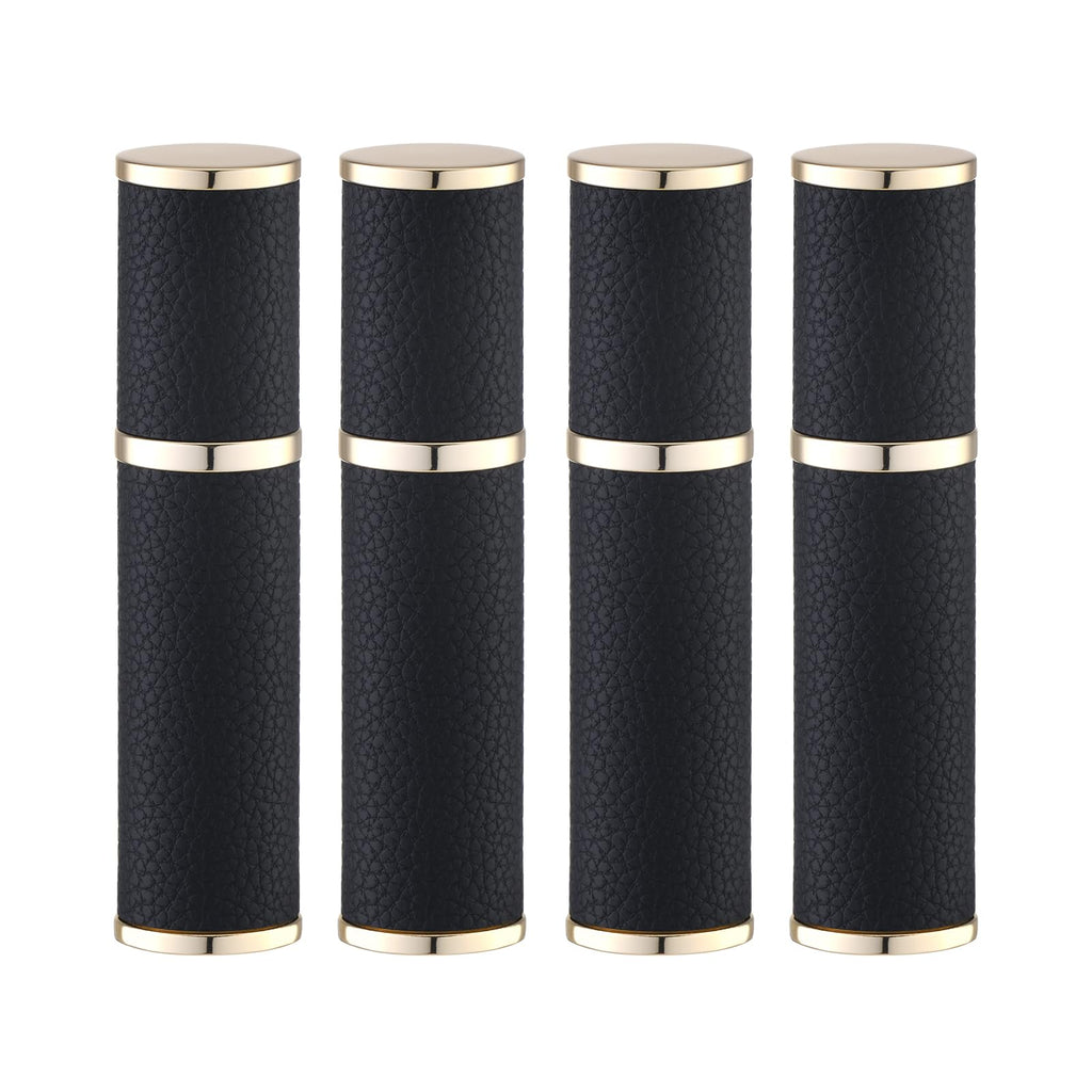 Fusupak Travel Perfume Bottle Refillable - Mini Leather Cologne Atomizer Sprayer Portable - Empty Small Size Fragrance Pump Dispenser Container for Men Women Gifts - Small Refill 10ml 4 PCS