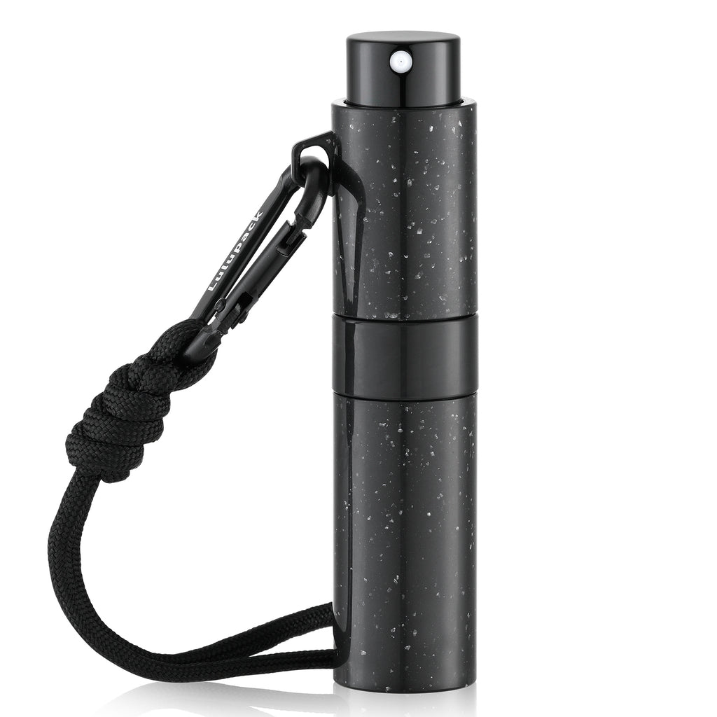 Lulupack Small Spray Bottle with Keychain - 8ml Cologne Travel Bottle Refillable - Travel Size Perfume Atomizer for Men - Portable Fragrance Decant Dispenser Speckled Black