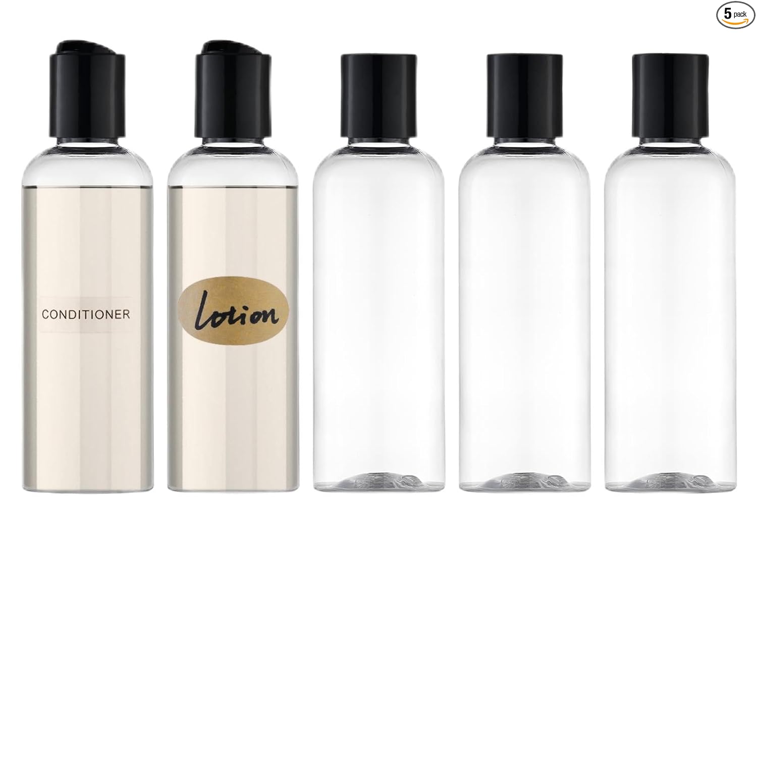 Lulupack 100ml travel bottle lulupack travel bottles for toiletries, 3.4 oz travel size containers, 5pcs, clear